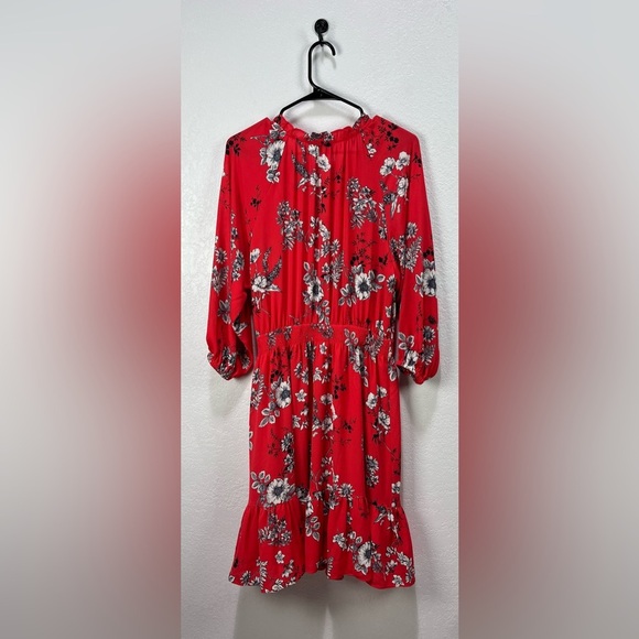 TALBOTS ORANGE ZINNIA/MULTI FIT AND FLARE NWT Petite Sz LP Floral Ruffle Hem - Picture 4 of 8